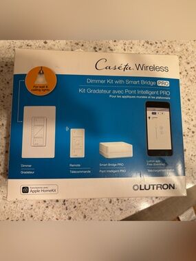 NIB Lutron Caséta Wireless White Dimmer Kit with Smart Bridge PRO